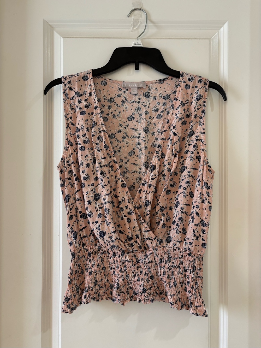 Chelsea28 Blush Pink Floral Surplice Smocked Hem Cami